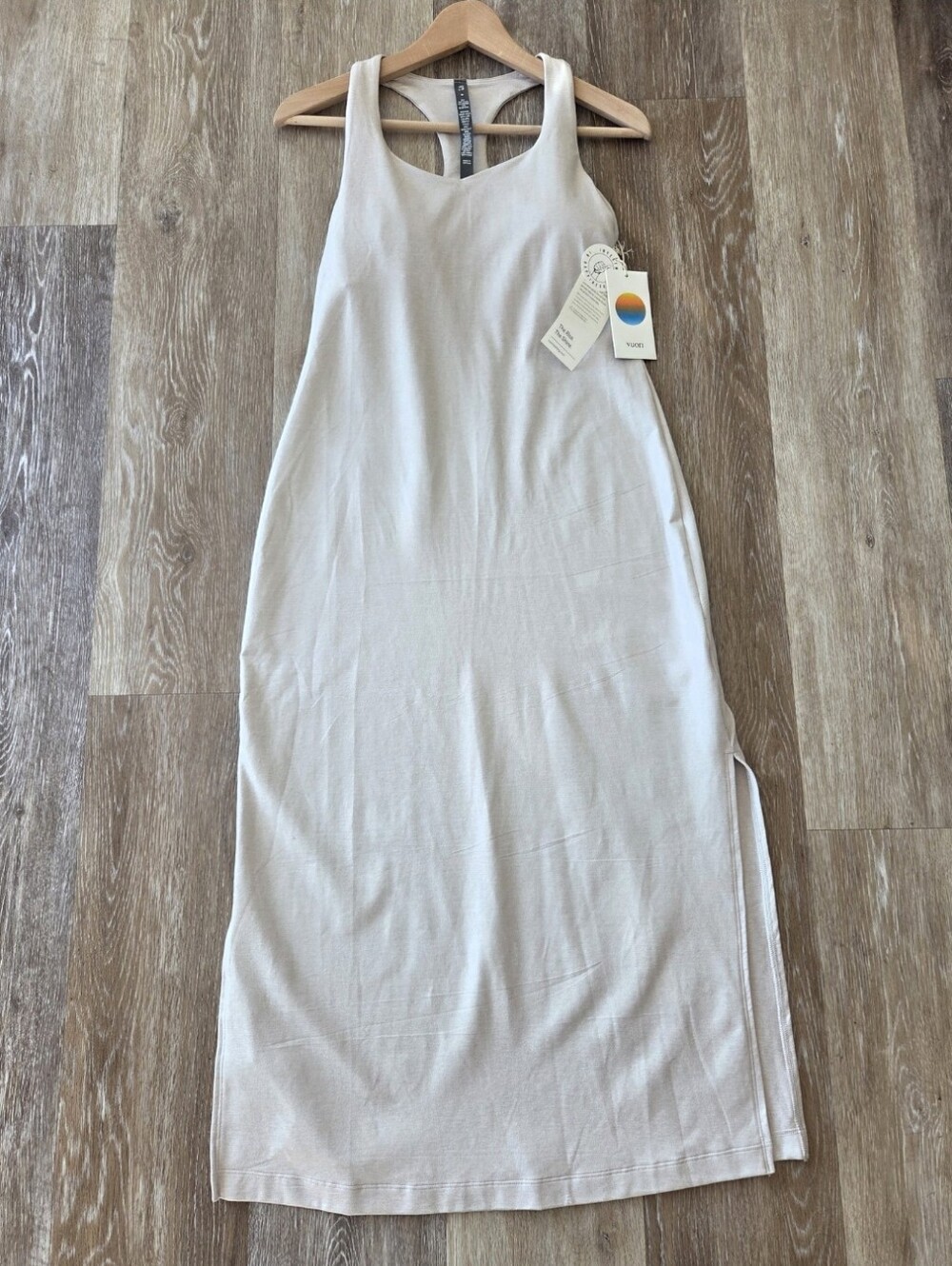 Vuori Halo Racerback Dress Sundress  NWT Ecru Heather Athleisure Casual - Picture 3 of 11